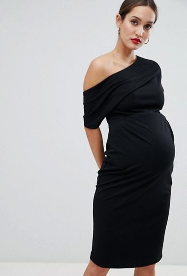 black one-shoulder dress 