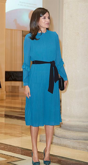 zara blue pleated dress