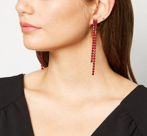 red-gem-tassel-earrings