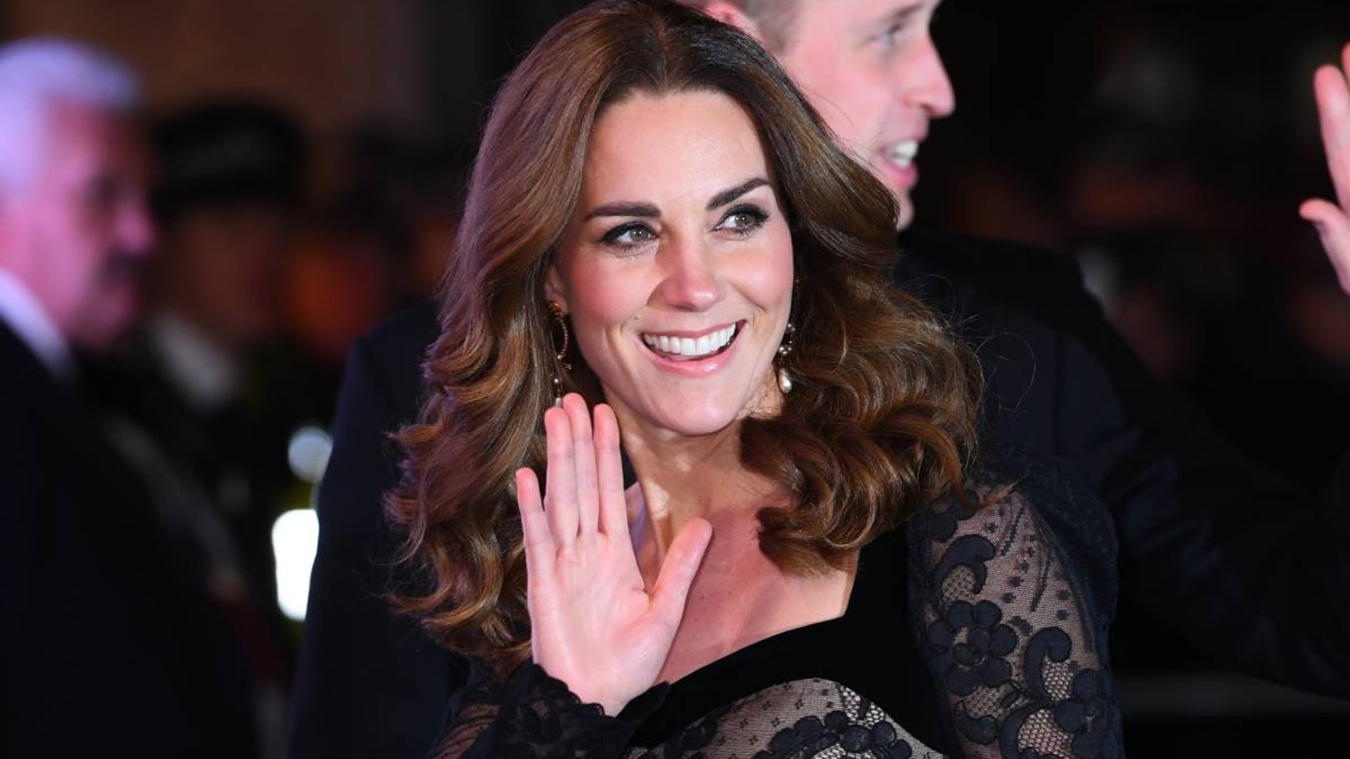 The Duchess of Cambridge dazzles in sheer black lace gown at the Royal Variety Performance