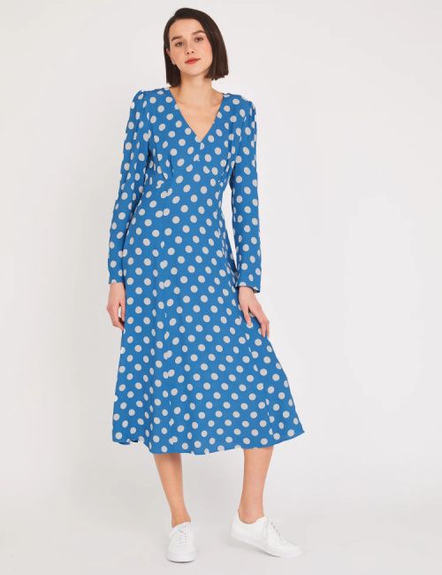 marks and spencer light blue kate polka dots dress