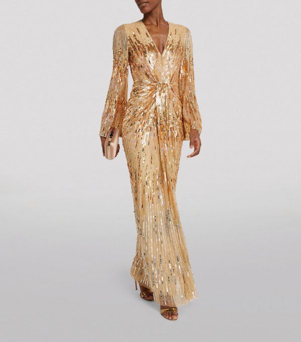Bond girl in gold Jenny Packham gown ...