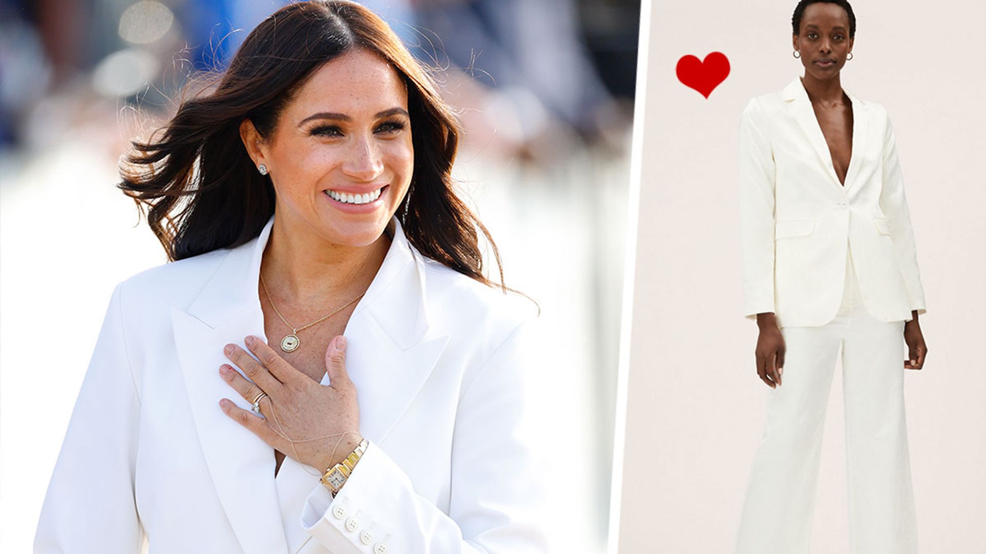 Marks & Spencer just dropped a stunning white trouser suit that's just like Meghan Markle's