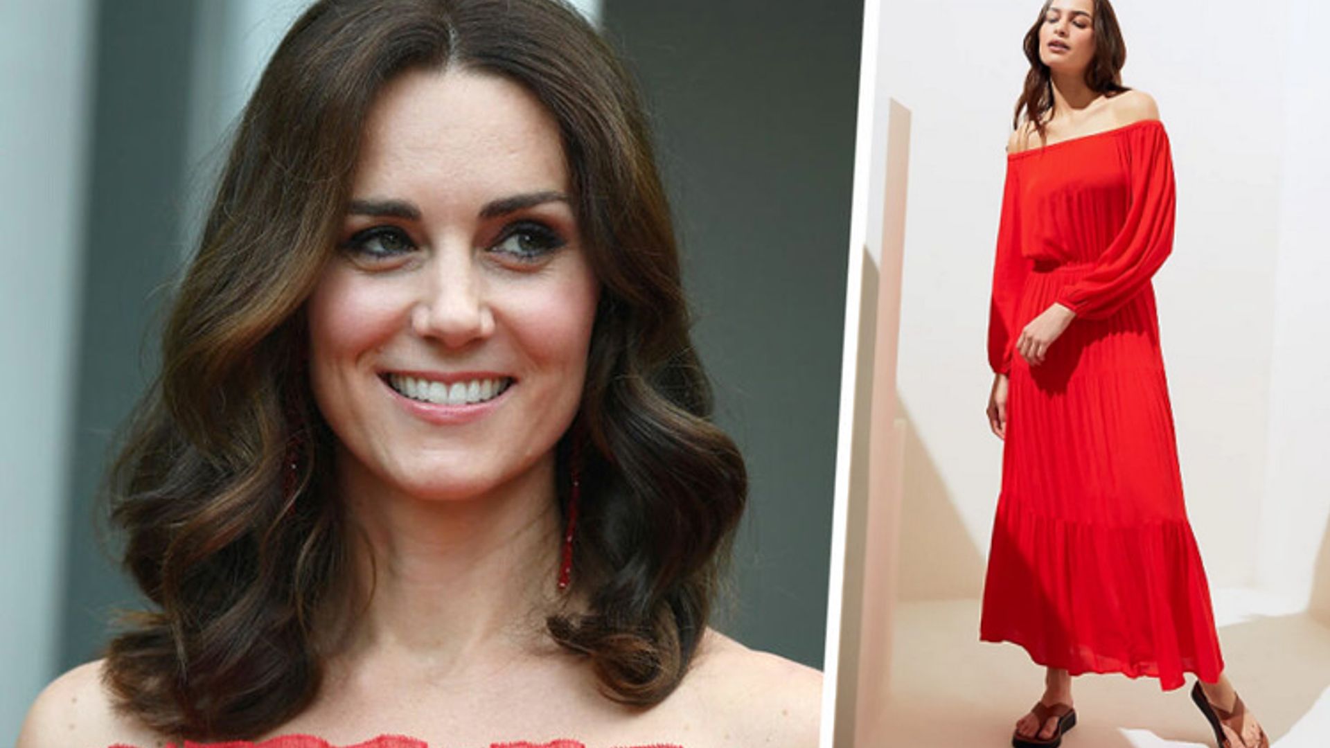 Loved Kate Middleton's red Bardot dress? Marks & Spencer has a £35 lookalike