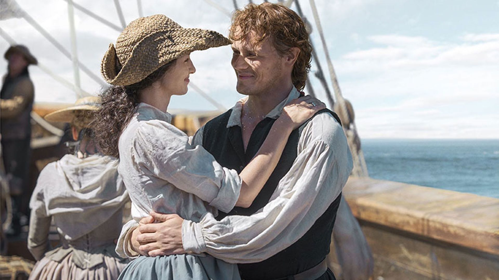 Jamie and Claire on a ship