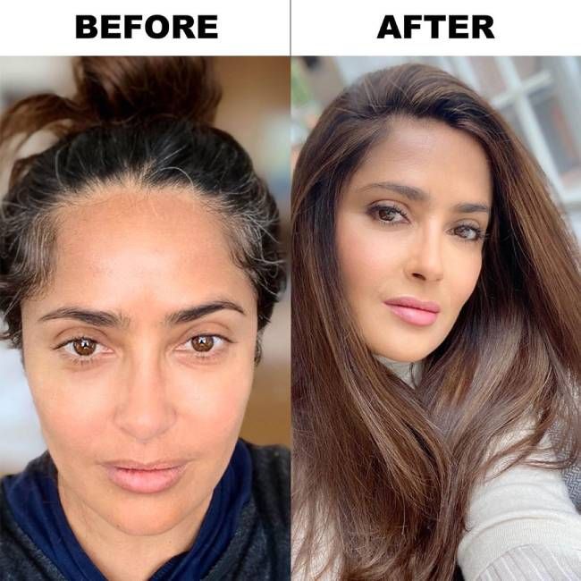 Salma Hayek unveils grey hair transformation in before-and-after photo - and fans react | HELLO!