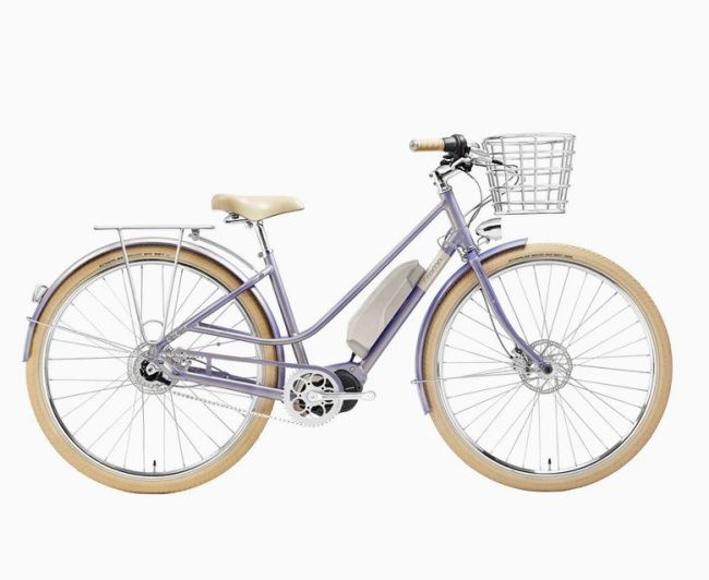 best electric bike with a basket purple or silver