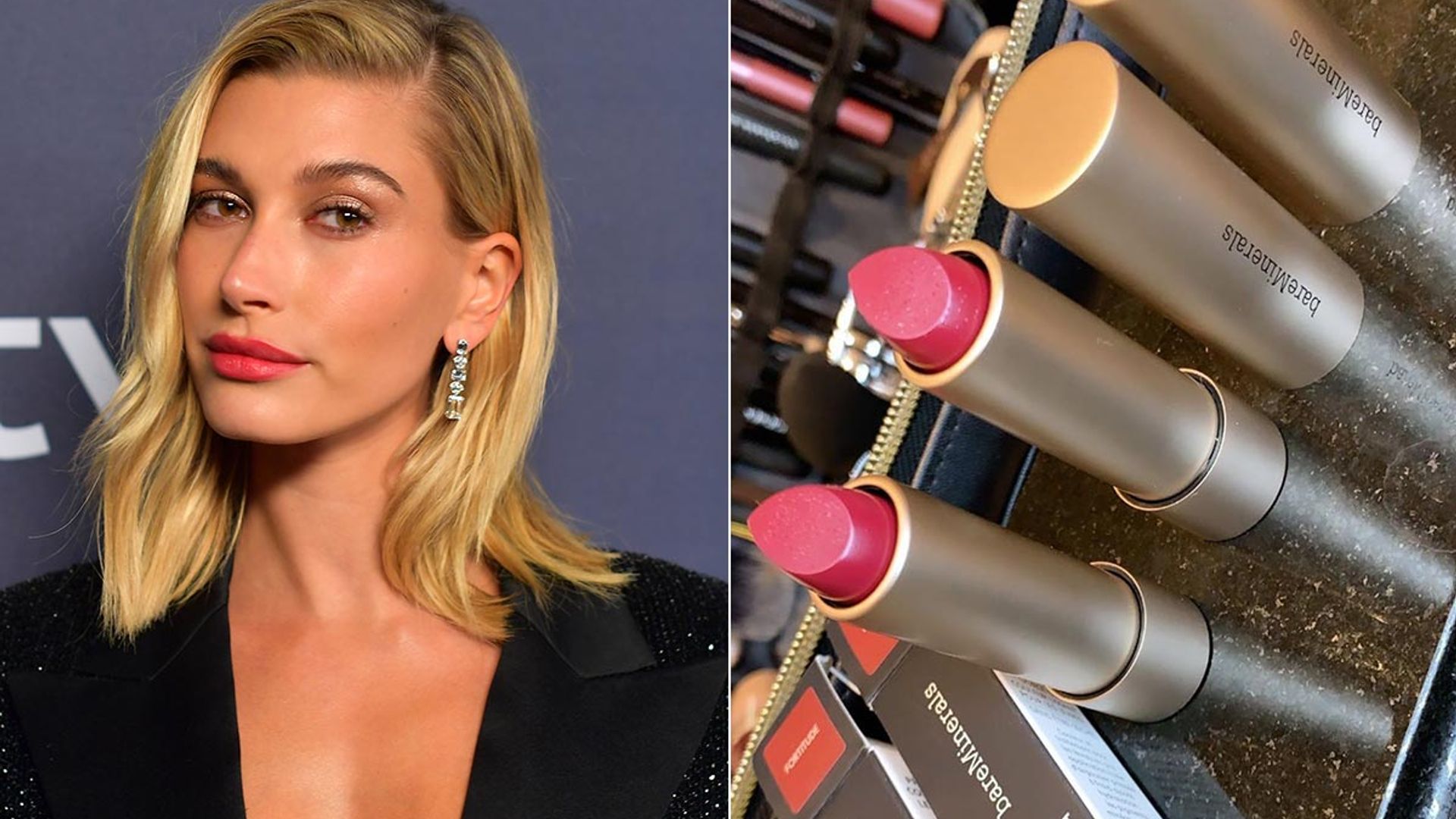 Hailey Bieber gives a sneak peek of a new beauty product at the Golden Globes after-party