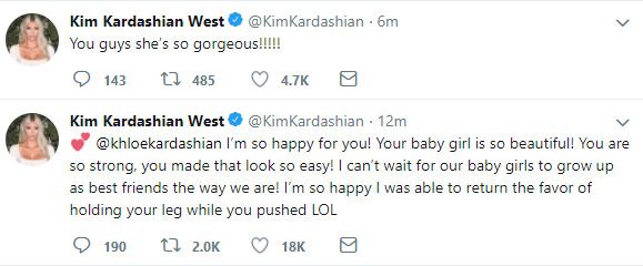 Kim Kardashian says Khloes daughter is gorgeous