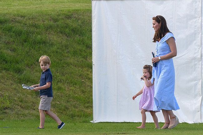 Kate Middleton, prince george and princess charlotte at the polo
