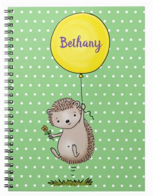 hedgehog personalised notebook