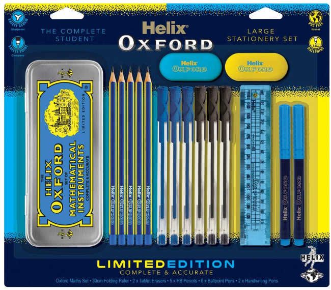 Helix Oxford Large Sleeve Erasers Pack of 3 Premium Rubber School Stationery