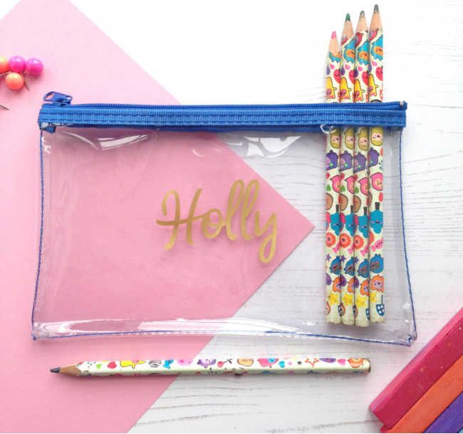 personalised clear pencil case