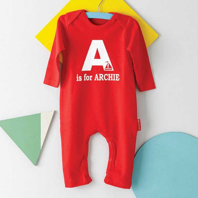 baby alphabet romper noths personalised