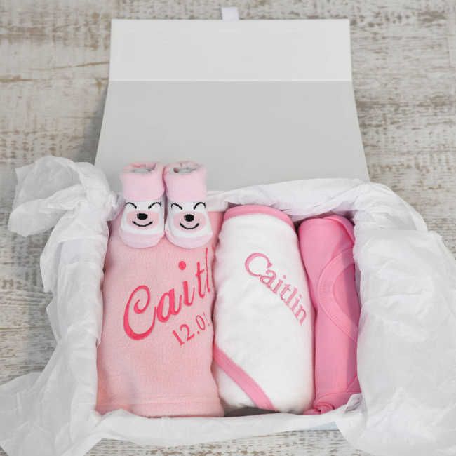 personalised baby girl gift hamper