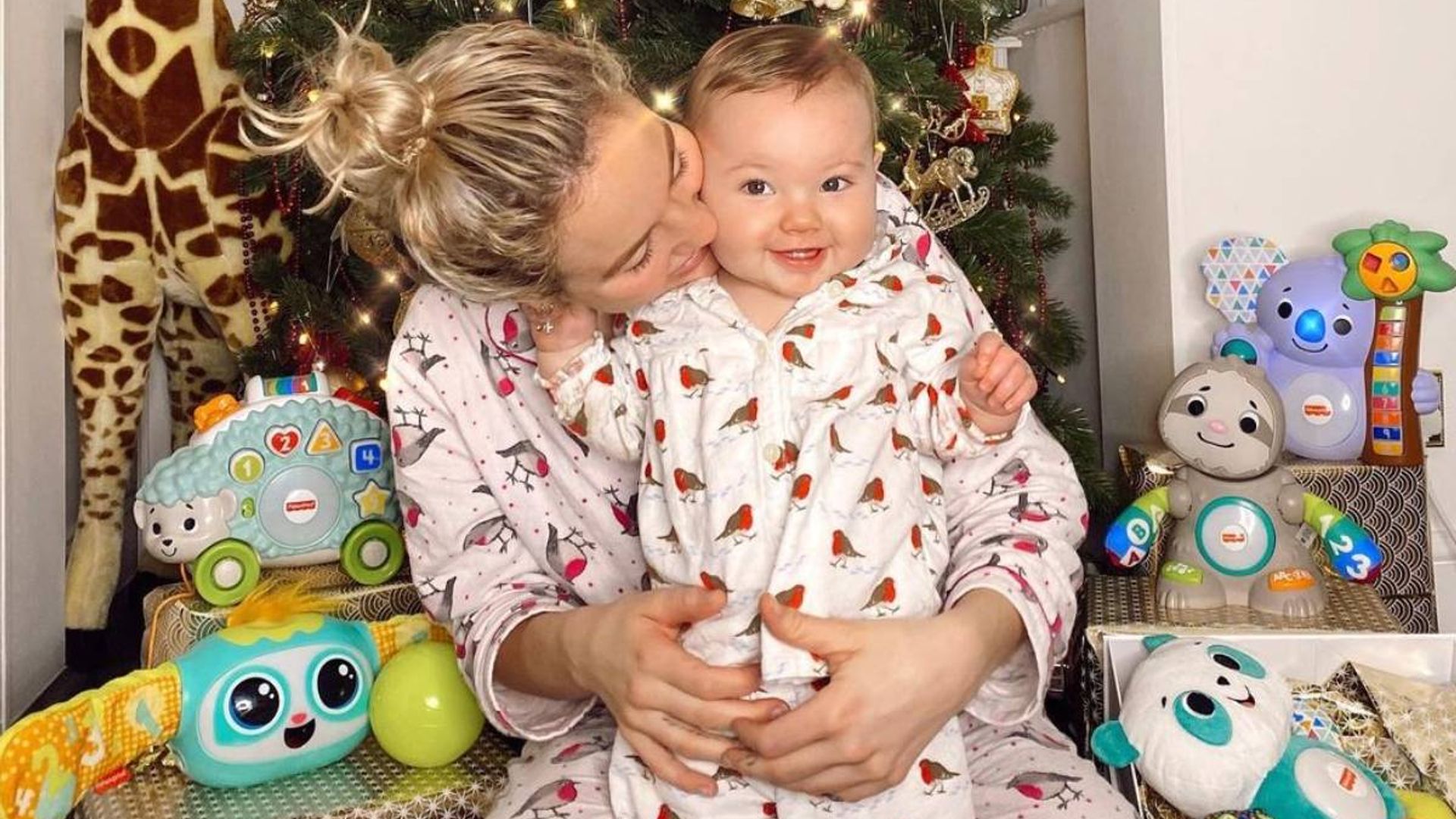 Lydia Bright and daughter Loretta adorably twin in Christmas pyjamas