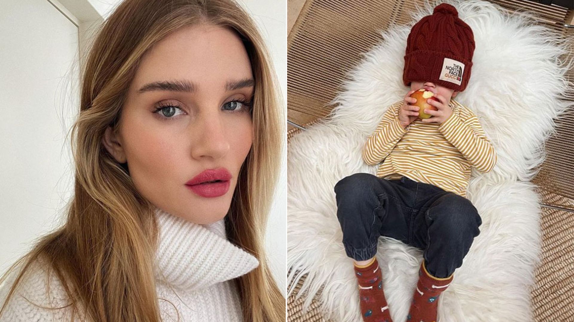 Rosie Huntington-Whiteley gives fans adorable first glimpse at son Jack's face