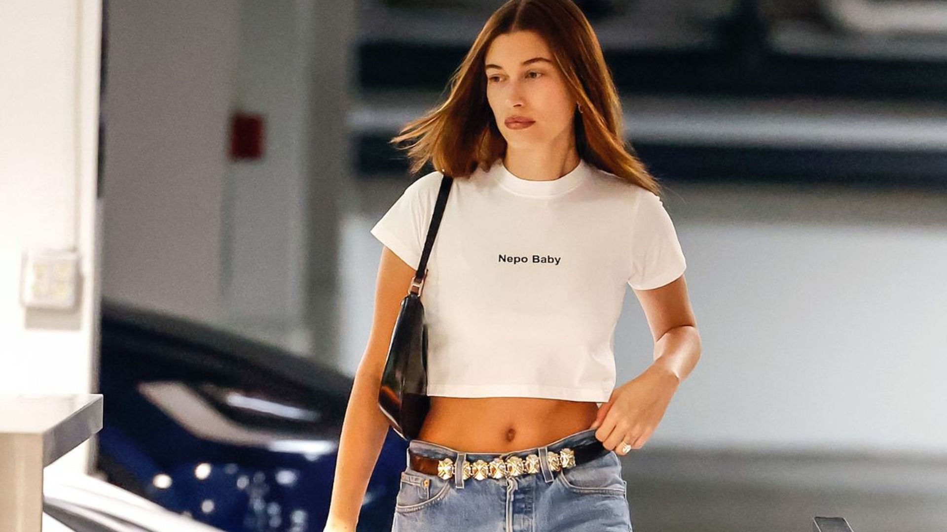 Hailey Bieber hits back at critics in 'Nepo Baby' T-shirt
