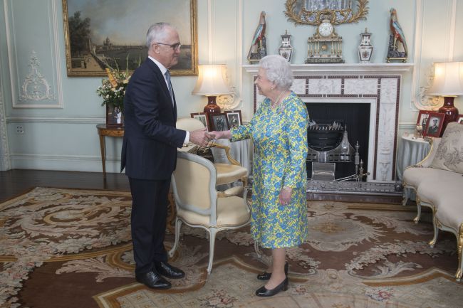 The Queen Malcolm Turnbull audience room Buckingham Palace