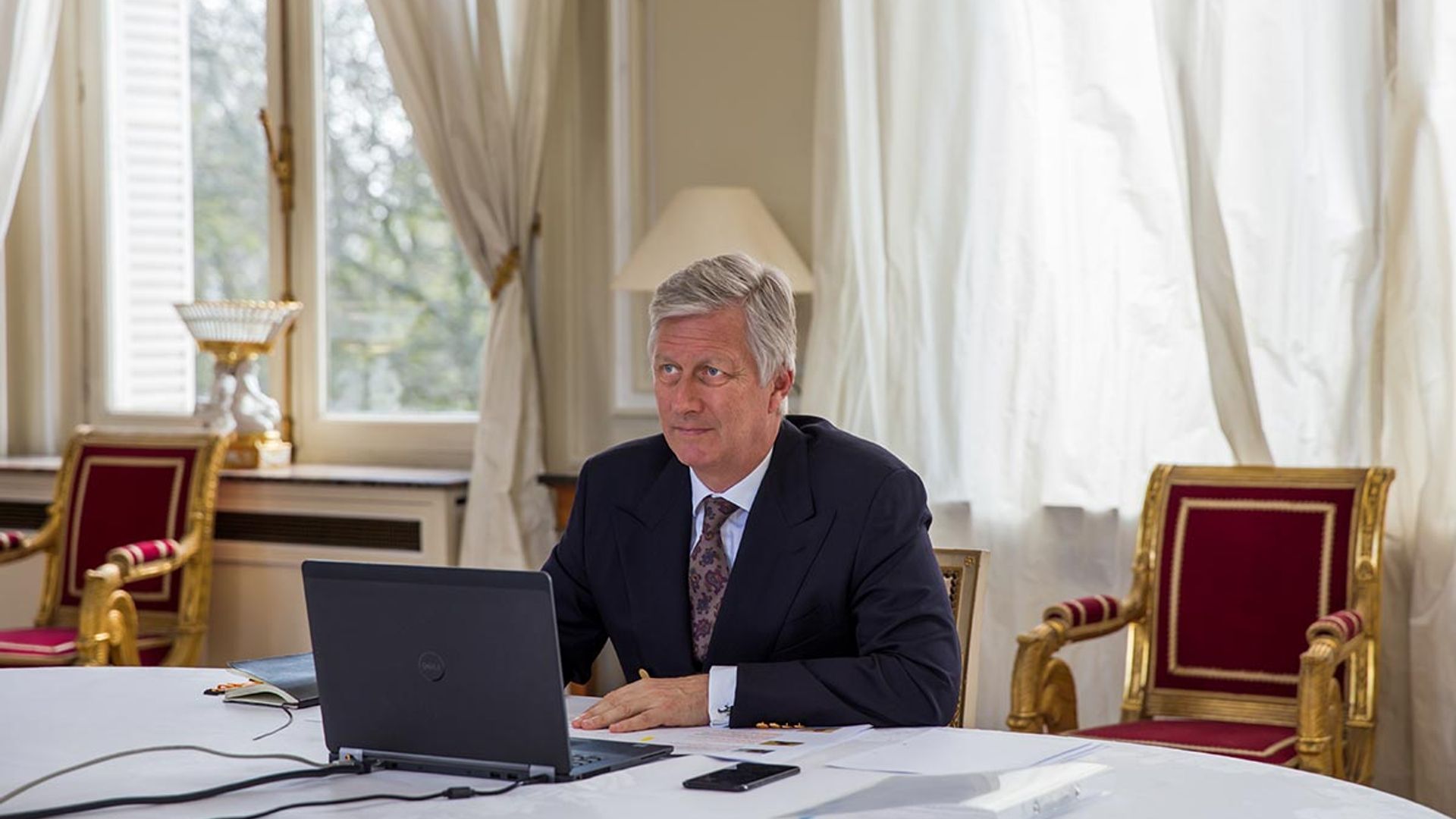 The Queen and King of Belgium reveal their fairytale home office amid coronavirus