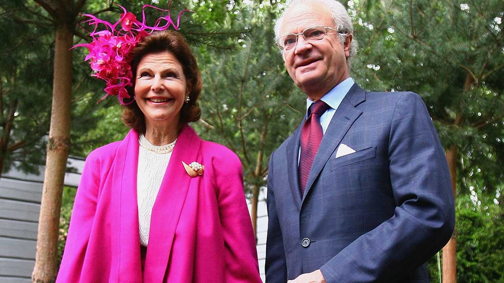 King Carl XVI Gustaf and Queen Silvia of Sweden show off beautiful large garden in country home
