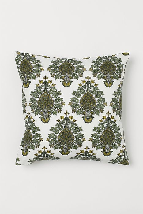 HM-green-patterned-cushion