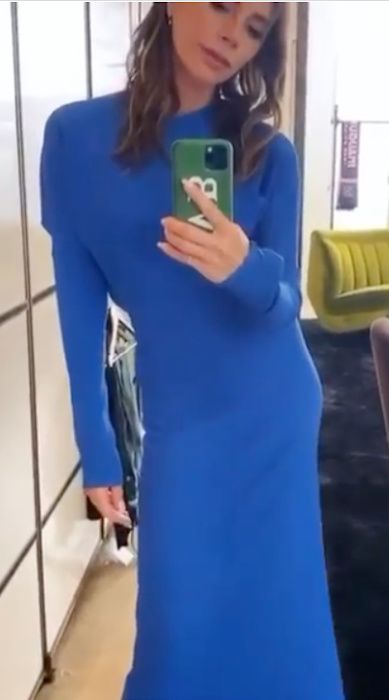 victoria beckham blue dolman sleeve dress