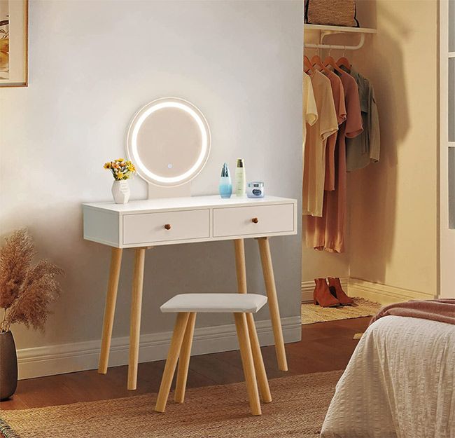 12 Genius Dressing Tables That Double, Dressing Table With Round Mirror Attached