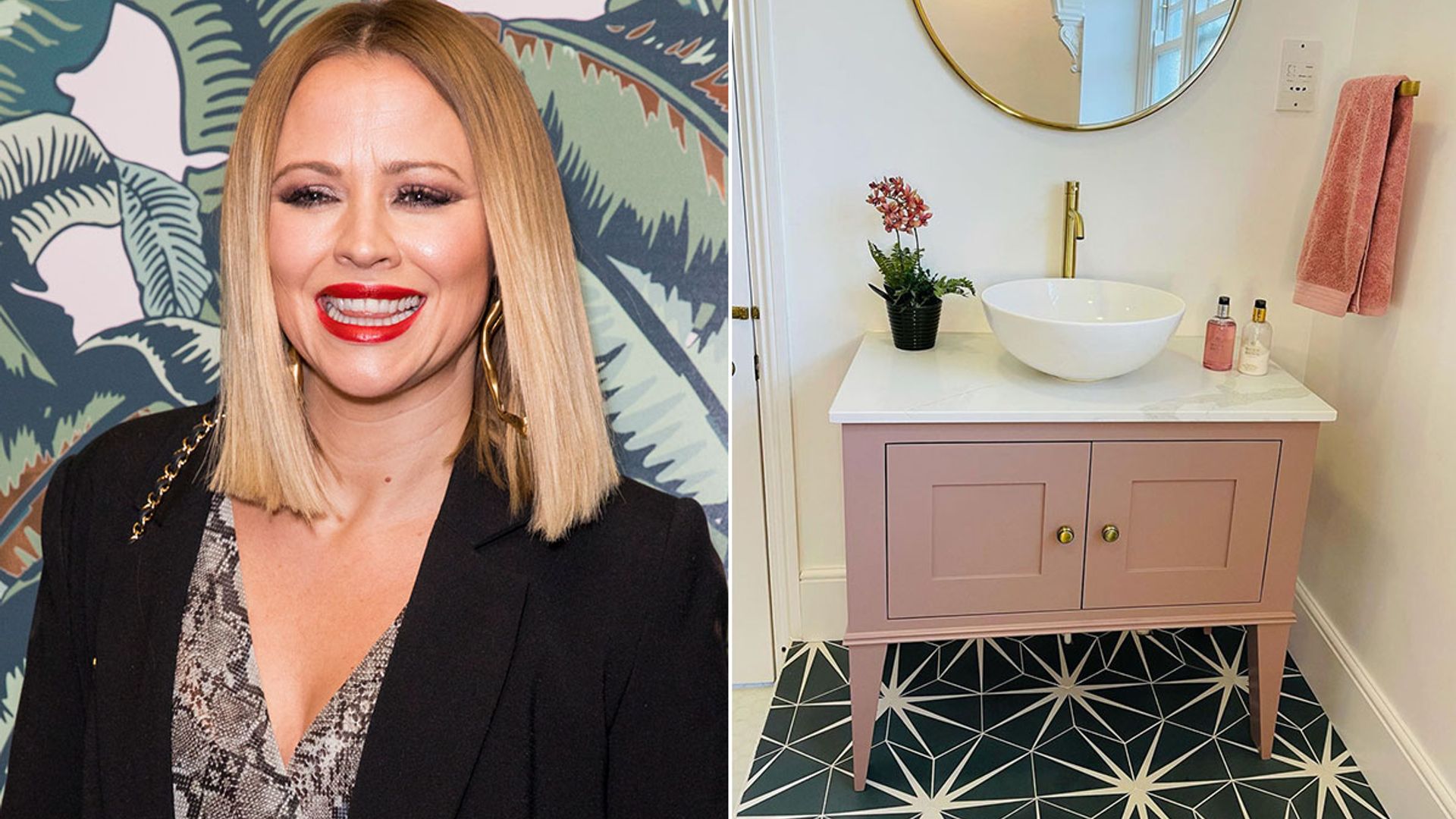 Inside Kimberley Walsh's unbelievable new pink and gold bathroom