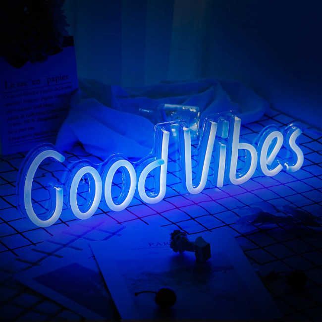 best neon signs slogan good vibes
