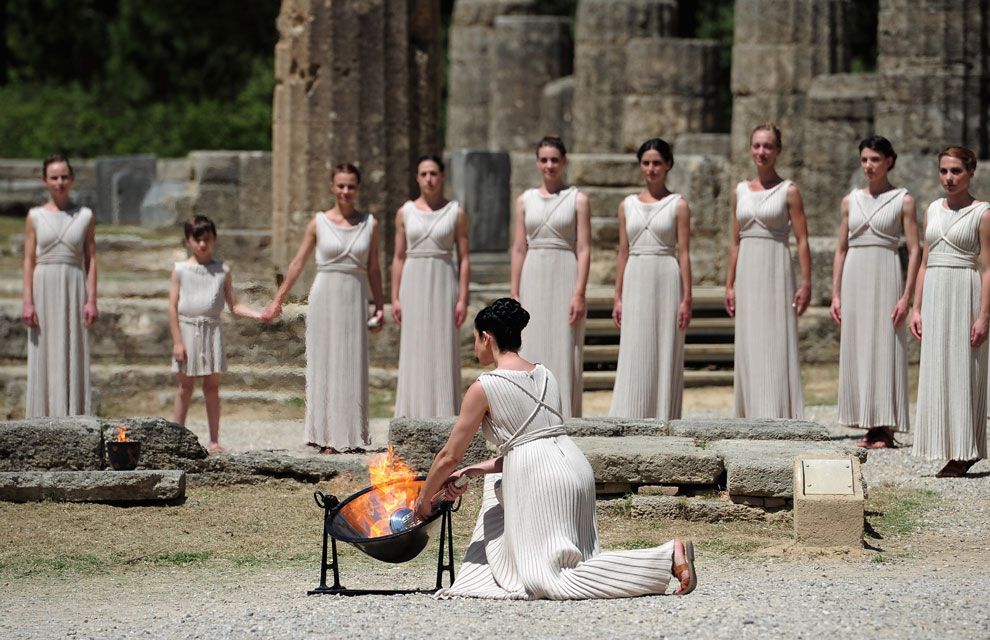 The 2012 Olympic torch is lit in Greece to start its ...