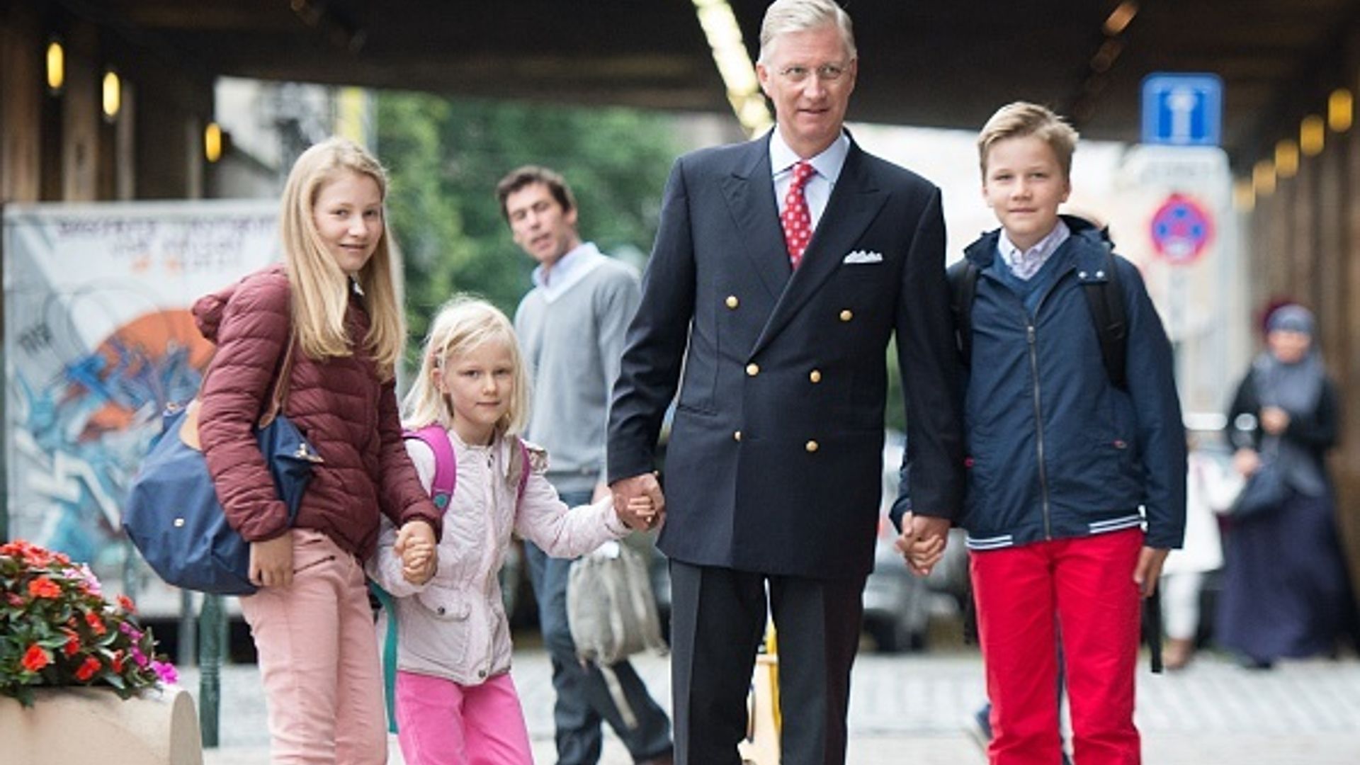 Belgium's King Philippe brings kids to first day of school