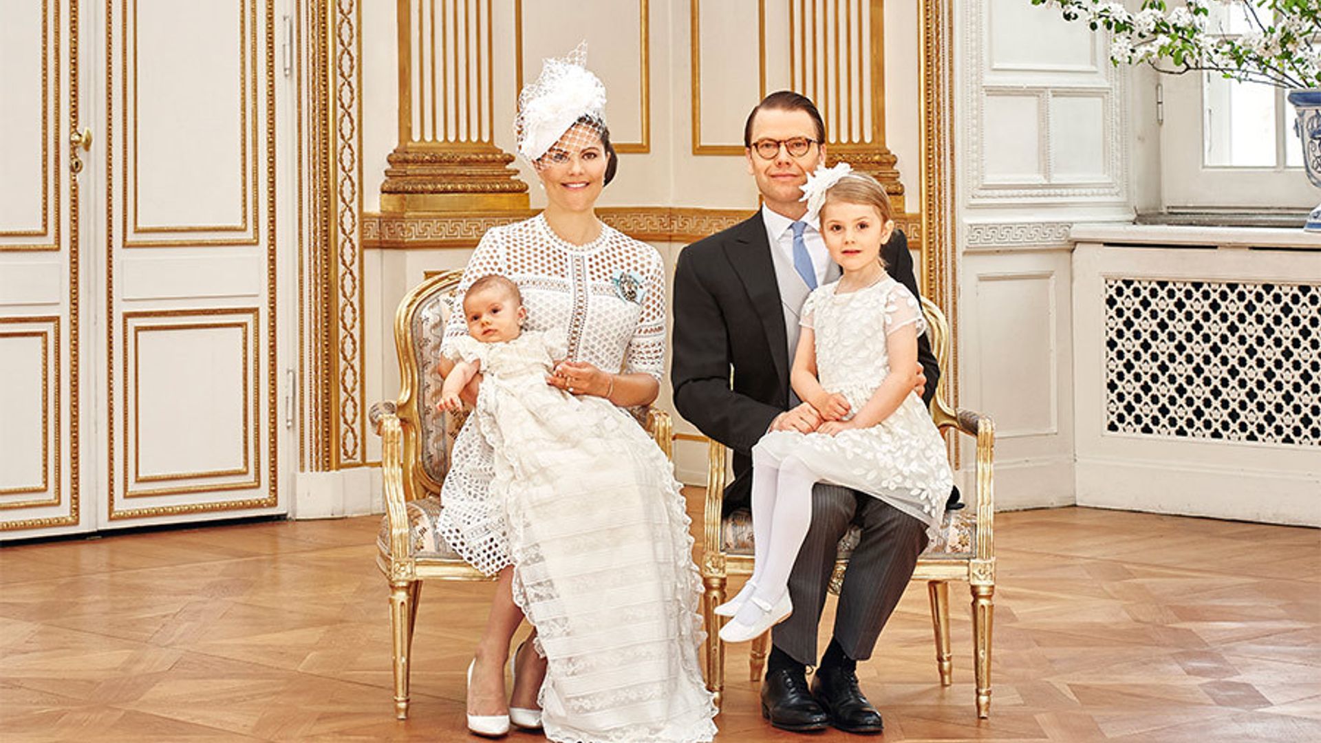 Swedish royal family release official photos from Prince Oscar's christening
