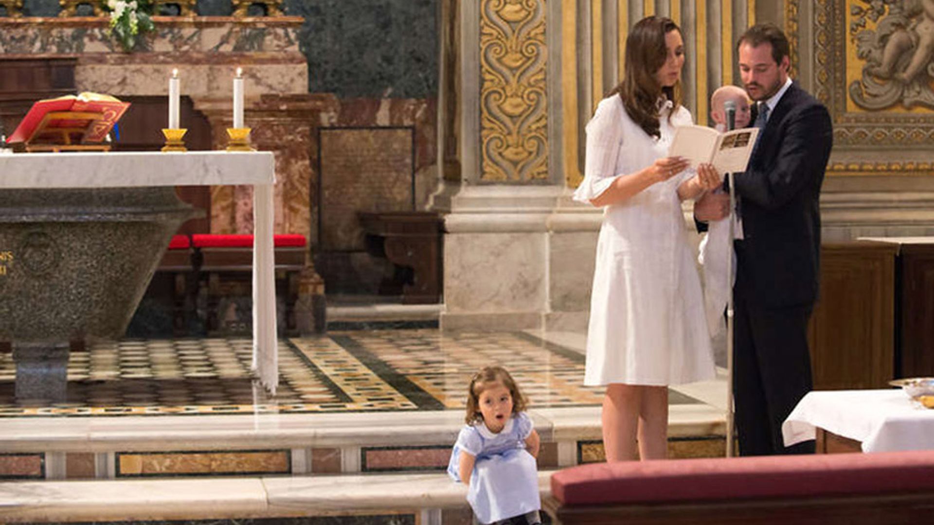 Luxembourg's Princess Amalia steals the show at brother Prince Liam's baptism