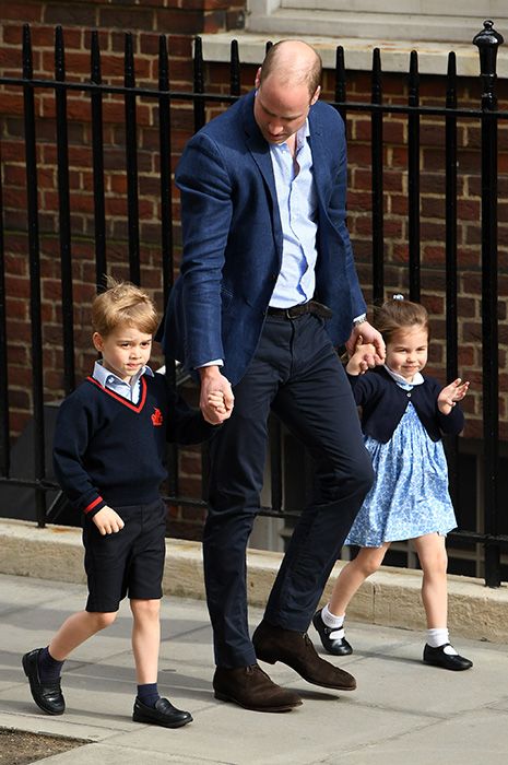 Prince william with george and charlotte at hospital