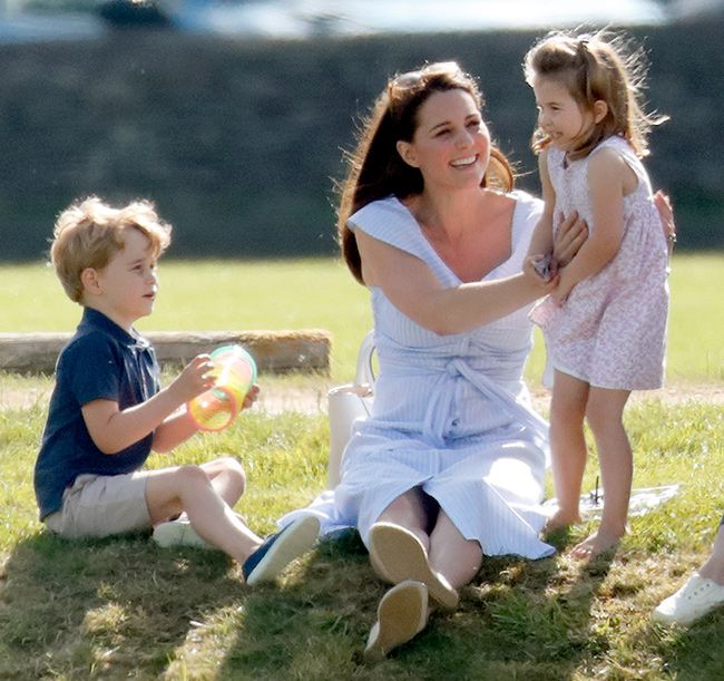 prince george and princess charlotte with kate middleton at polo