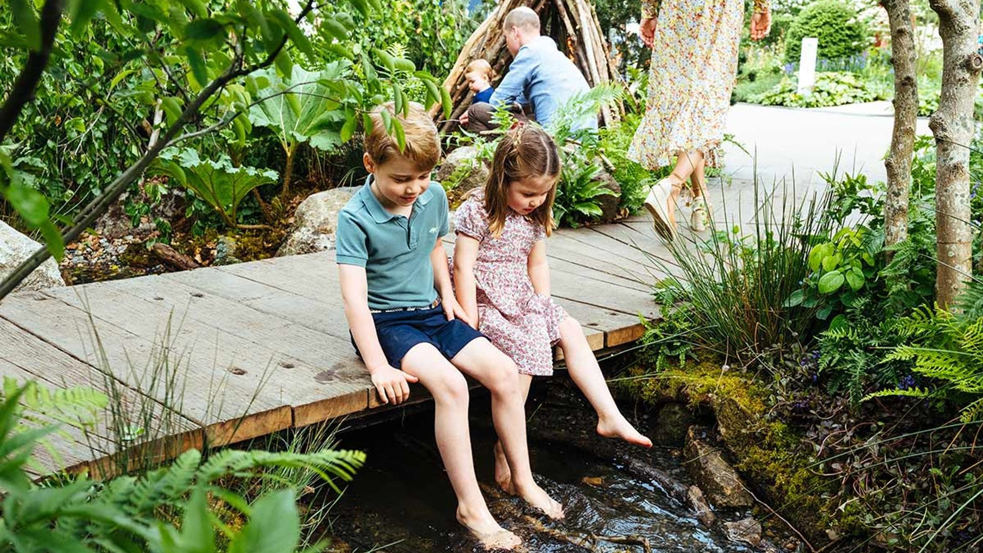 prince george and princess charlotte in garden