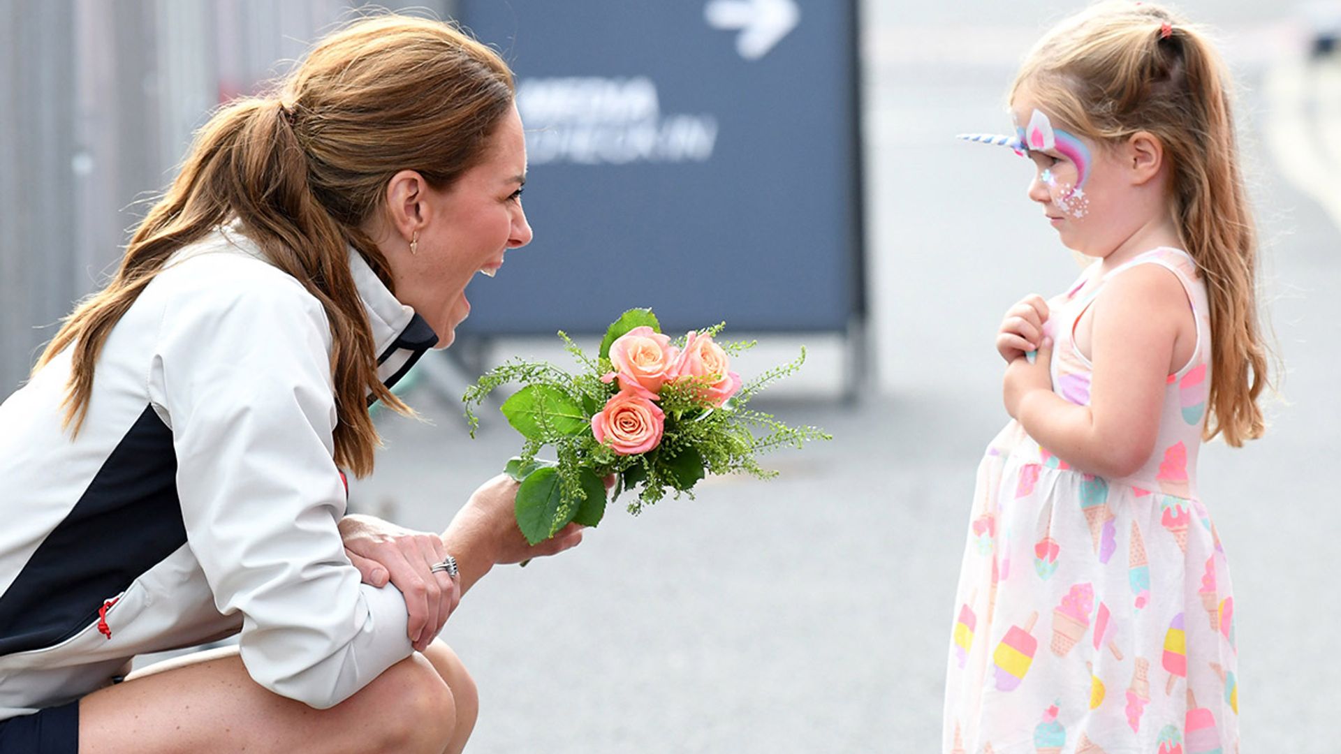 kate middleton meets young girl at kings cup regatta