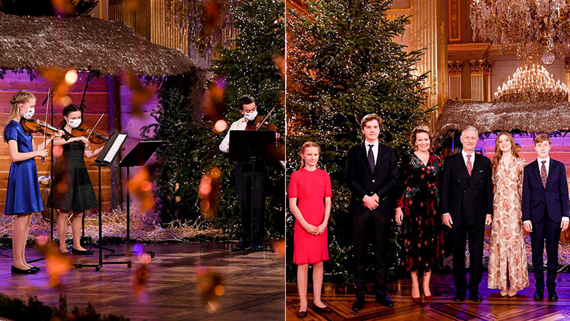 The Belgian royals reveal their incredible Christmas decorations during a concert at the royal palace