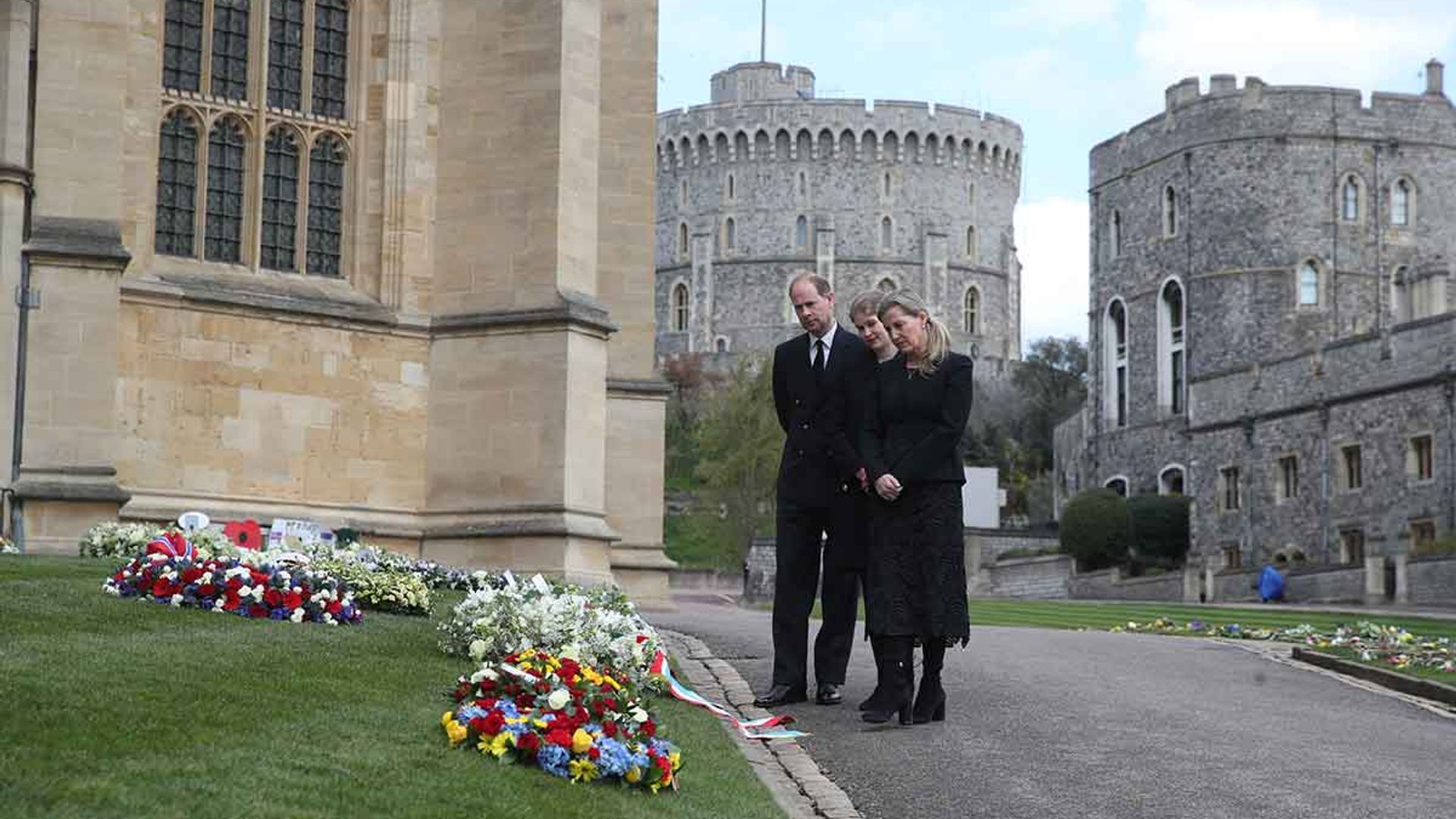 Prince Edward and Sophie joined by Lady Louise Windsor to view floral tributes for Prince Philip