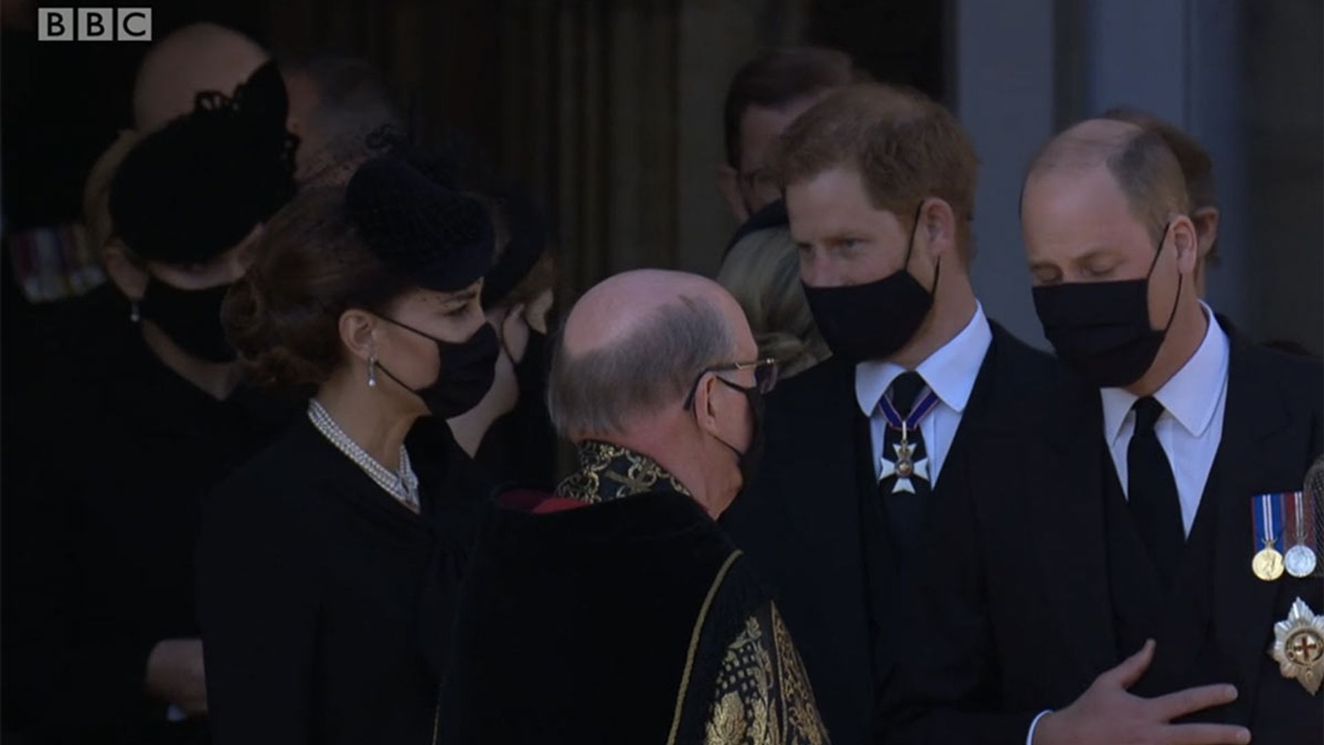 Kate Middleton and Prince William share sweet moment with Prince Harry  after Prince Philip's solemn funeral - WATCH | HELLO!
