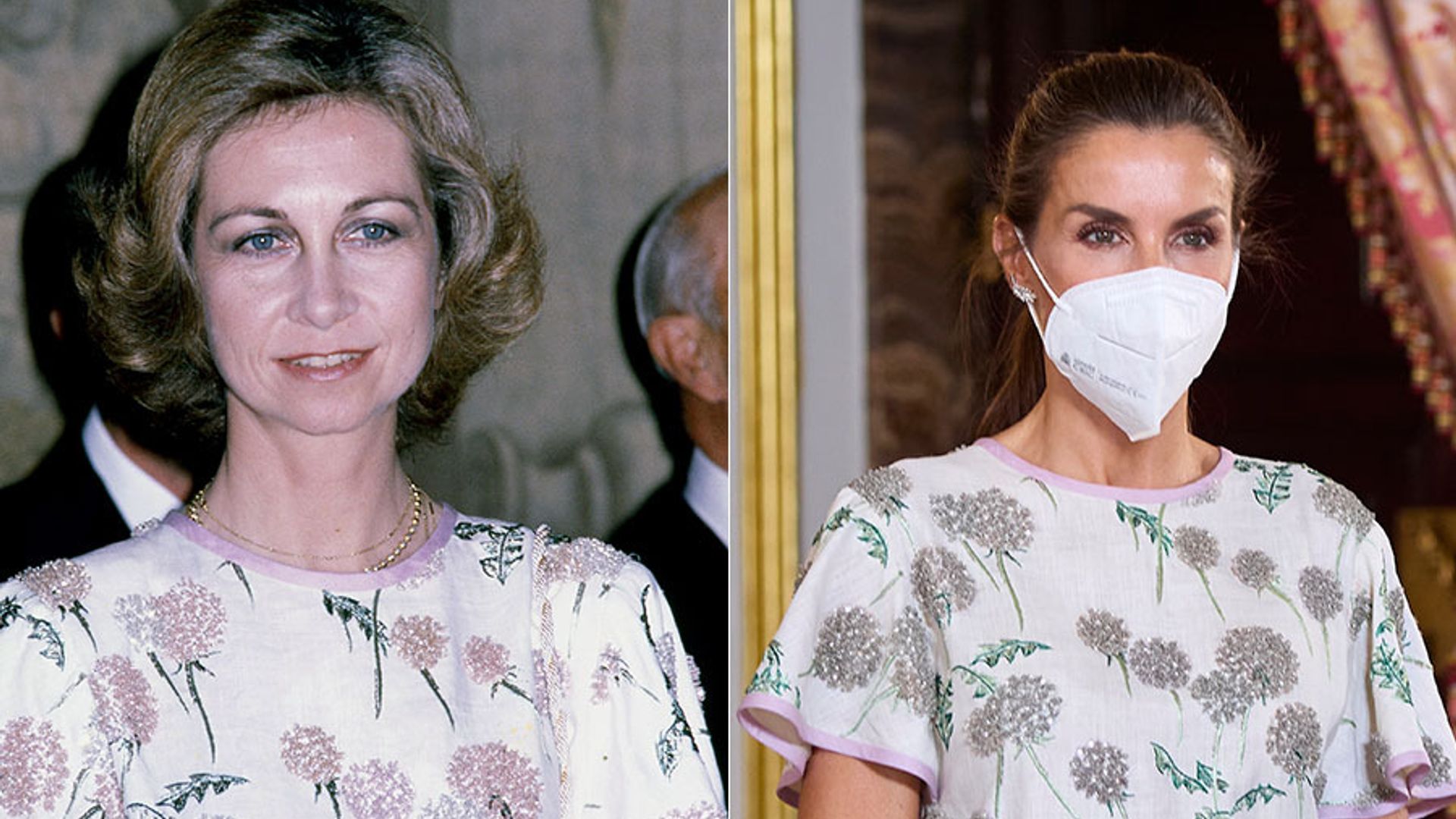 Queen Letizia wears mother-in-law Queen Sofia's floral dress — four decades later
