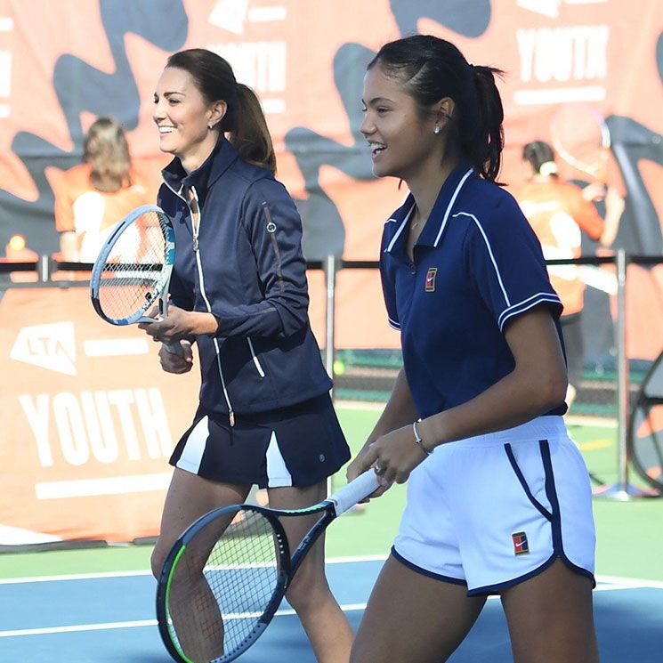 Kate Middleton plays doubles with Emma Raducanu at special homecoming celebration - best photos