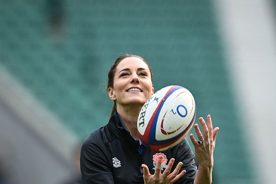 Duchess Kate Shows Her Rugby Skills At Twickenham Stadium