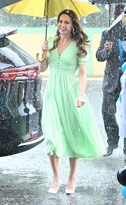 William And Kate Feel The Rain As They Visit Schoolchildren In The Bahamas