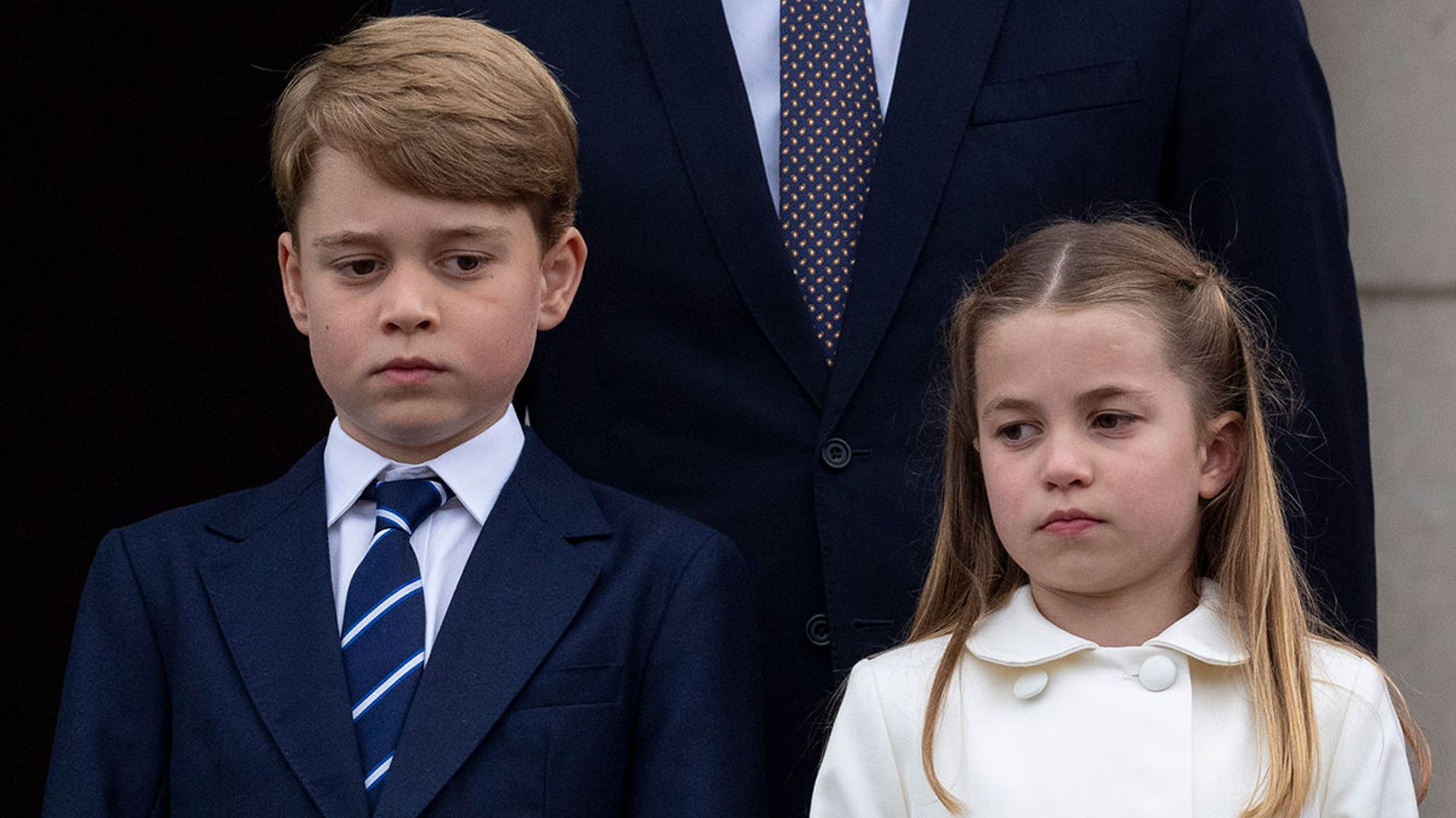 Princess Charlotte corrects Prince George's posture during God Save The Queen – WATCH
