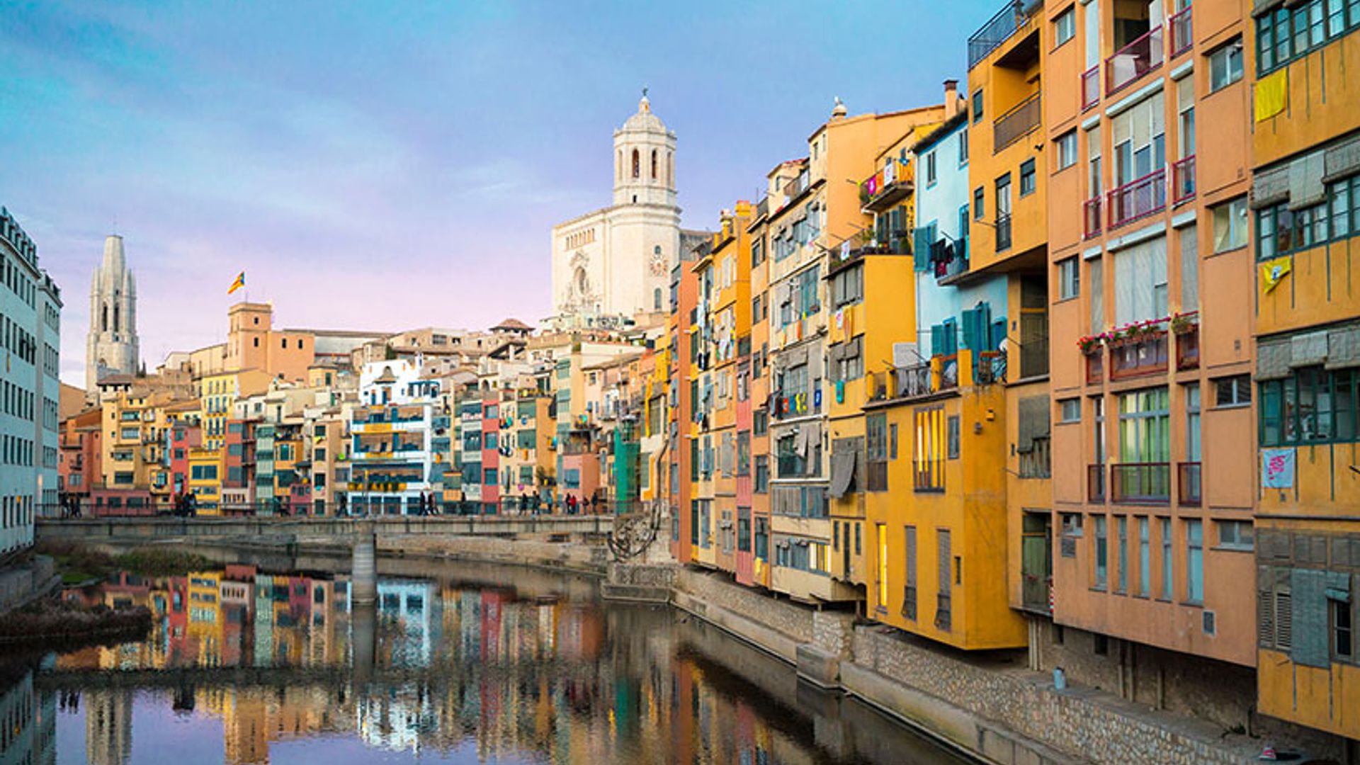 Girona's famous houses and cathedral
