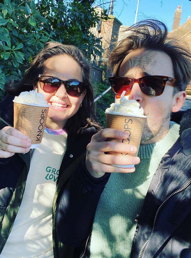 giovanna-fletcher-and-tom-drinking-hot-chocolate-on-seaside-escape-east-sussex