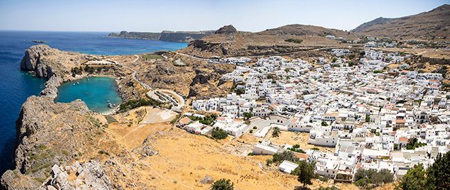 Panoramic-view-of-the-city-of-Lindos-and-the-St-Pauls-bay